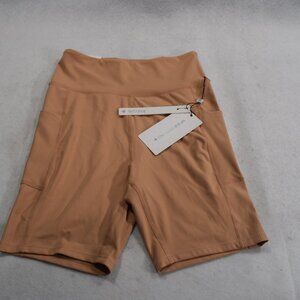 kensie Women's Stretch Legging Shorts Size M Color Peach/Cream NWT #0282